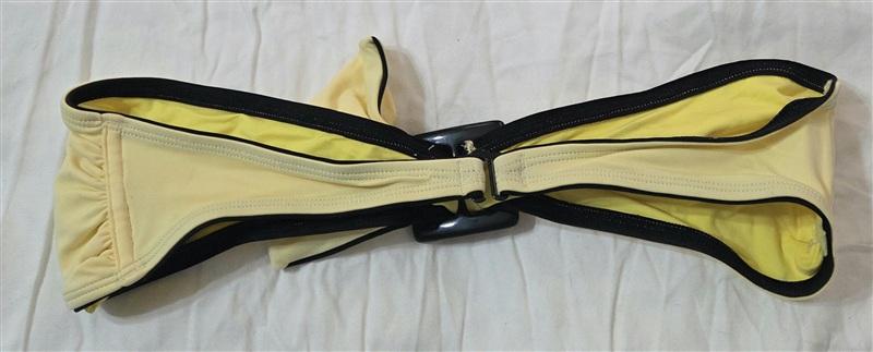 NWT Rachel Pally S Sardinia Yellow Black Buckle Bandeau Bikini Swim Top 133188