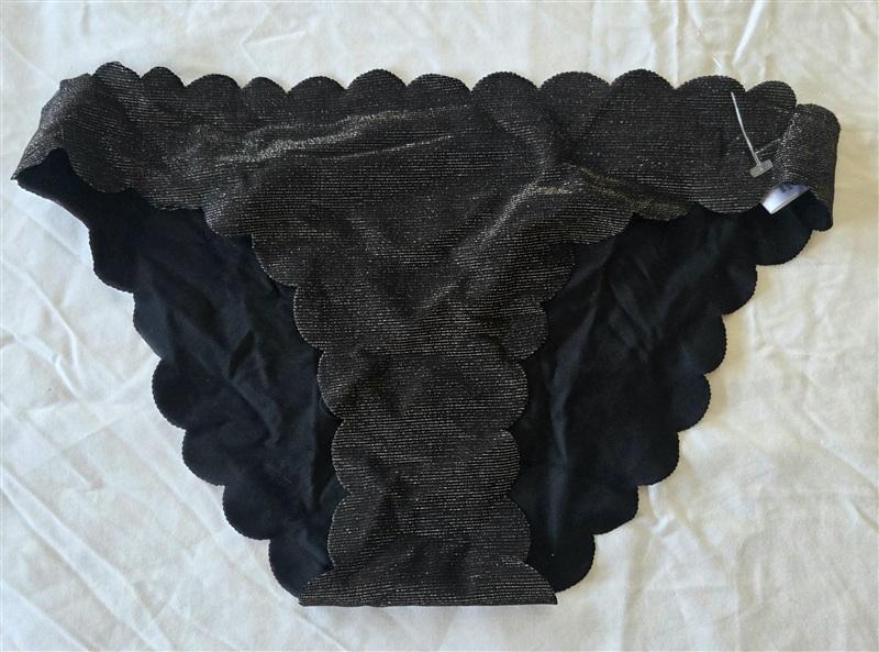 NWT Pilyq S Midnight Black Seamless Scalloped Bikini Bottom Black 133189