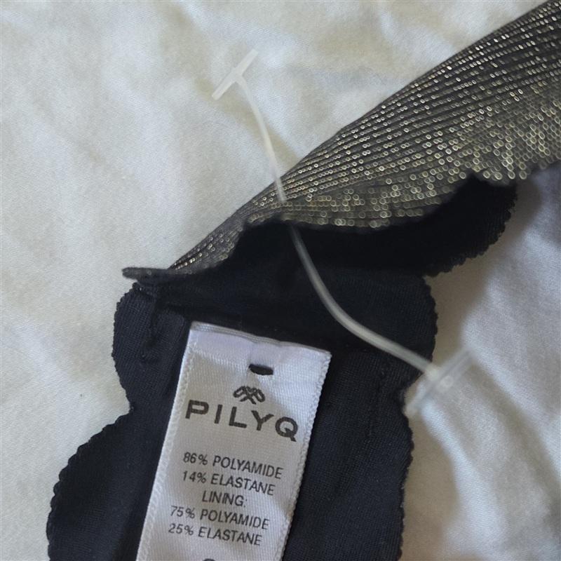 NWT Pilyq S Midnight Black Seamless Scalloped Bikini Bottom Black 133189