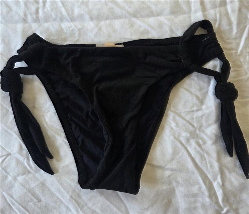 NWT Pilyq S Black Suede Side-Tie Bikini Bottom Swimsuit 133192