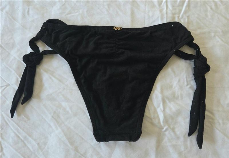 NWT Pilyq S Black Suede Side-Tie Bikini Bottom Swimsuit 133192