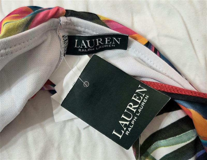 NWT Ralph Lauren 12 Rainbow Palm Print Banded Bikini Swim Bottom #133194