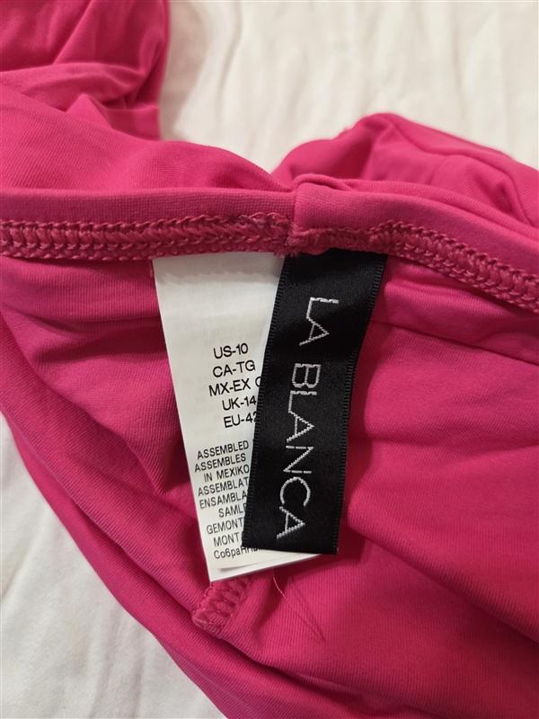 NWT La Blanca 10 Island Goddess Shirred Hipster Bikini Swim Bottoms 133196