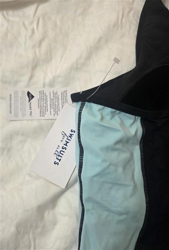 NWT Swimsuits For All 16 Black Mint Green Zip UP 1pc Singlet Swim 133199