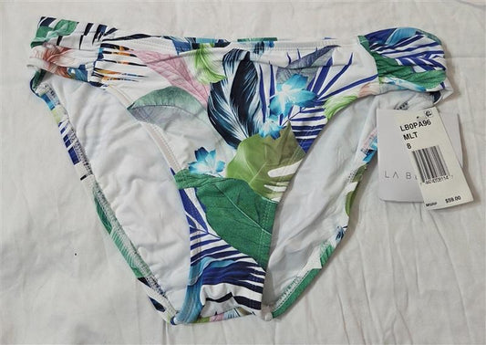 NWT La Blanca 8 Tropical Palm Rusched Side Bikini Swim Bottoms 133200