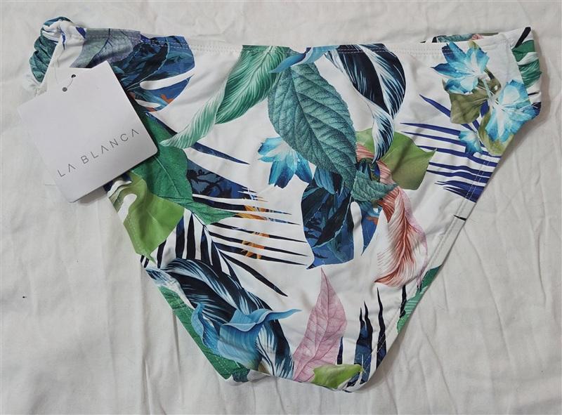 NWT La Blanca 8 Tropical Palm Rusched Side Bikini Swim Bottoms 133200
