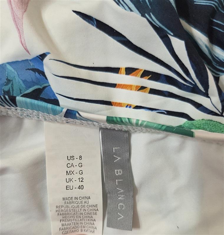 NWT La Blanca 8 Tropical Palm Rusched Side Bikini Swim Bottoms 133200
