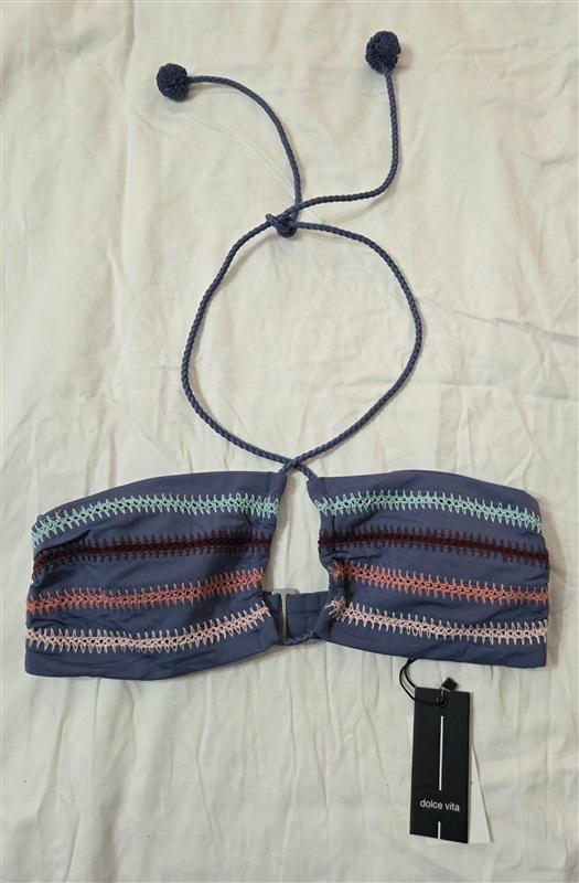 NWT Dolce Vita Pom-Pom Stitch XS Triangle Bikini Swim Top 133201