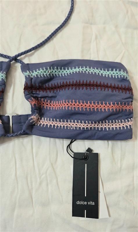 NWT Dolce Vita Pom-Pom Stitch XS Triangle Bikini Swim Top 133201