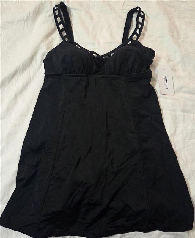 NWT Swimsuits For All 14 Lattice Swim dress Black 133203