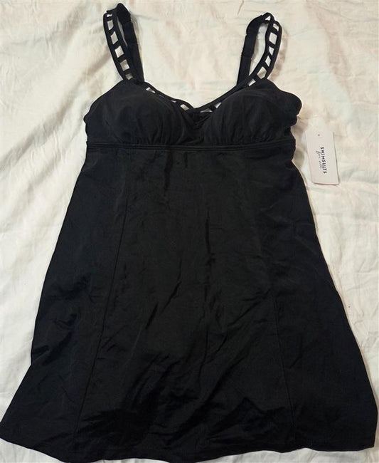 NWT Swimsuits For All 14 Lattice Swim dress Black 133203
