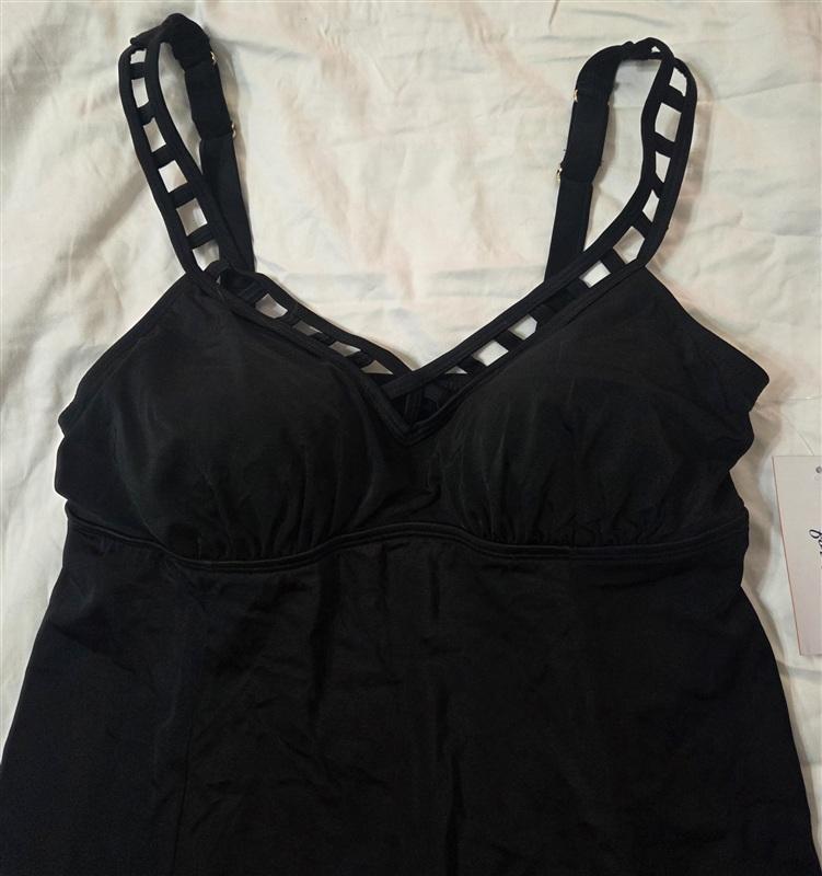 NWT Swimsuits For All 14 Lattice Swim dress Black 133203