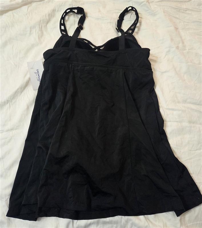 NWT Swimsuits For All 14 Lattice Swim dress Black 133203