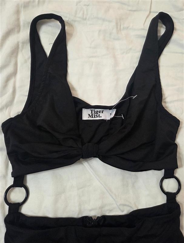NWOT Tiger Mist S Open Middle Ring Romper Playsuit Black 133205