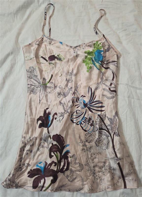 NWT Hale Bob Chemise Satin Pink Tropical Tank Gown 133210