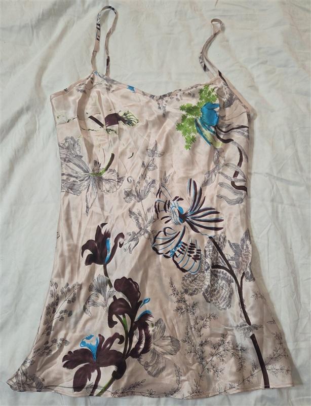 NWT Hale Bob Chemise Satin Pink Tropical Tank Gown 133210