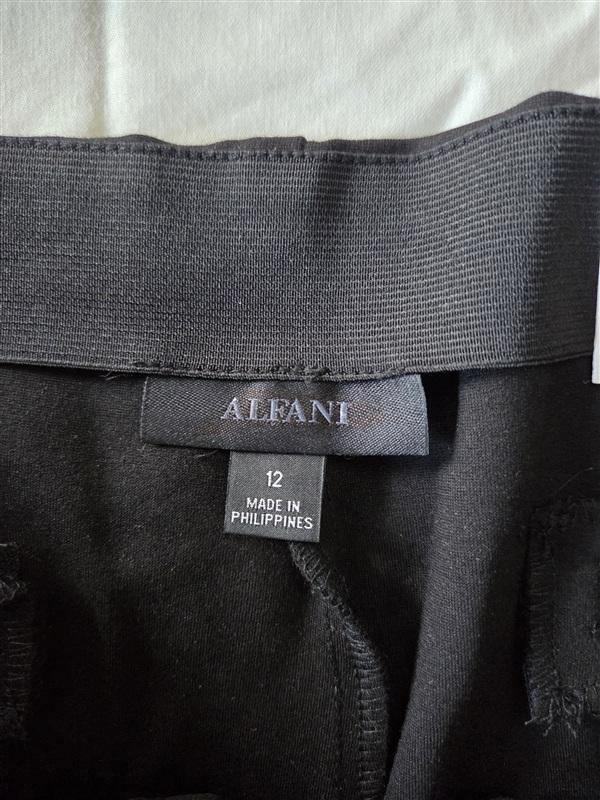 NWT Alfani 12 Skinny Leg Comfort Waist Black Pants 133215