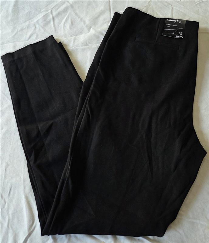 NWT Alfani 12 Skinny Leg Comfort Waist Black Pants 133215