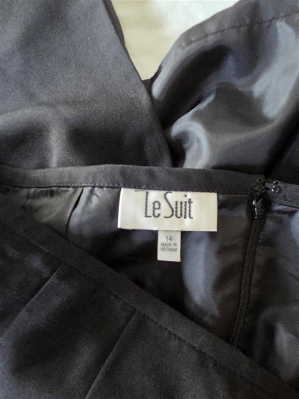 NWT Le Suit 14 Pencil Work Skirt Long Black Kick Pleat 133217