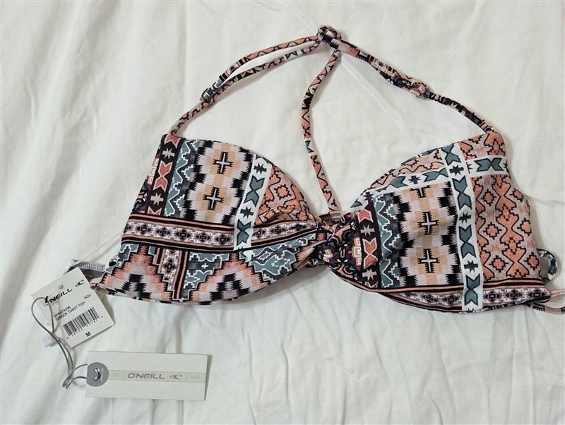 NWT O'Neill M Greer Twist Tribal Print SP8474096 Halter Bikini Swim Top 133239