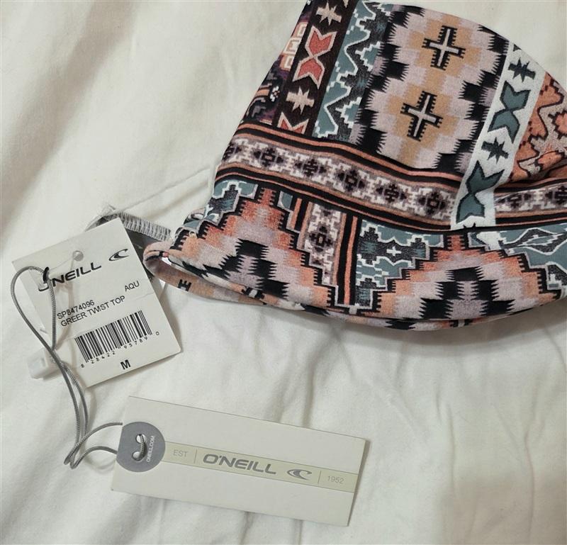 NWT O'Neill M Greer Twist Tribal Print SP8474096 Halter Bikini Swim Top 133239