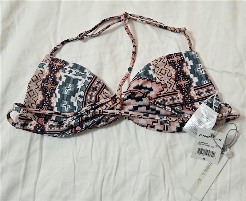 NWT O'Neill M Greer Twist Tribal Print SP8474096 Halter Bikini Swim Top 133239