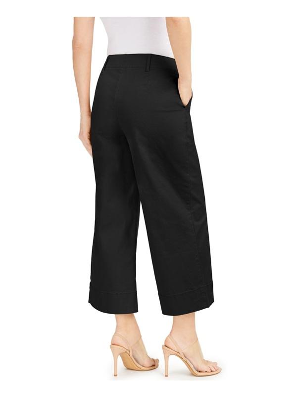 NWOT INC 14 Wide Leg Crop Button Fly Black Chino Pants 133243