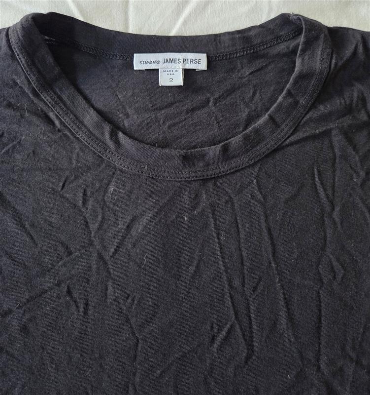 NWOT Standard James Perse 2 Short Sleeve Crew Neck T Shirt Black 133244