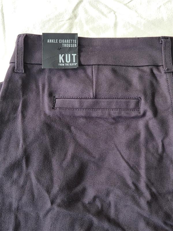 NWT KUT 14 Ankle Cigarette Trouser Stretch Pants Aubergine Purple 133253