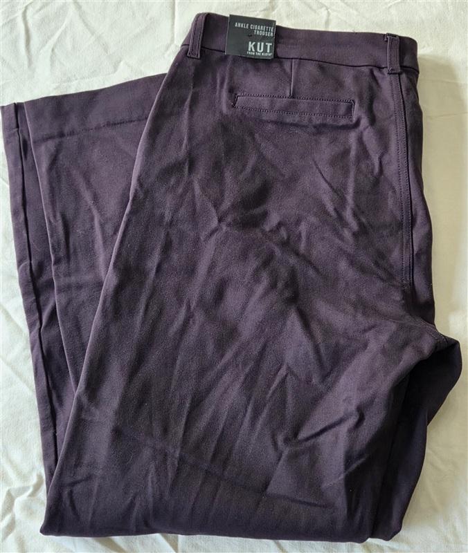 NWT KUT 14 Ankle Cigarette Trouser Stretch Pants Aubergine Purple 133253