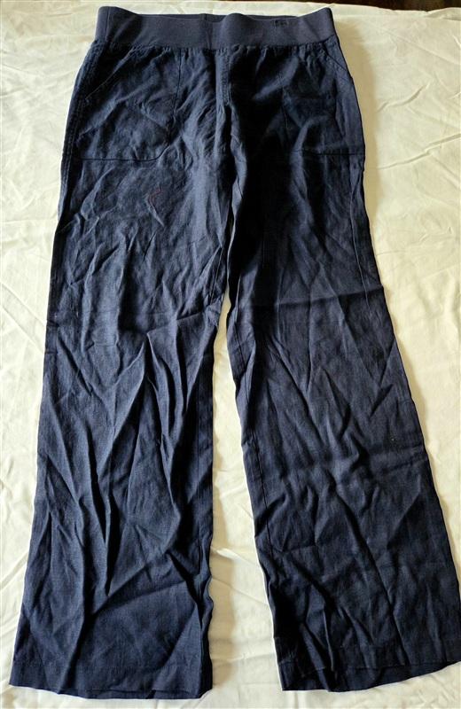 NWOT Allen Allen L 100% Linen Blue Pants Pull On 133254