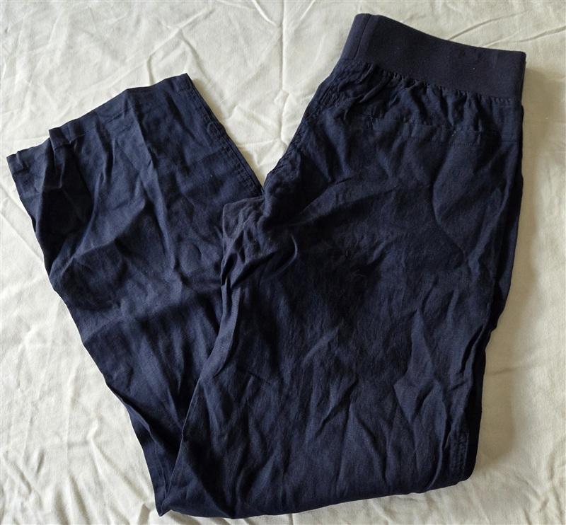 NWOT Allen Allen L 100% Linen Blue Pants Pull On 133254