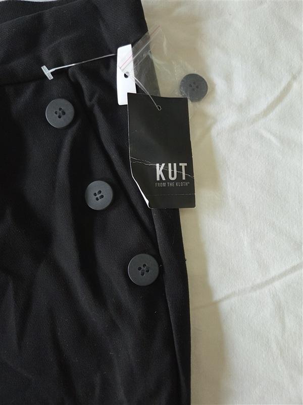 NWT KUT 16 Button Front Side Black Trouser Pants 133256