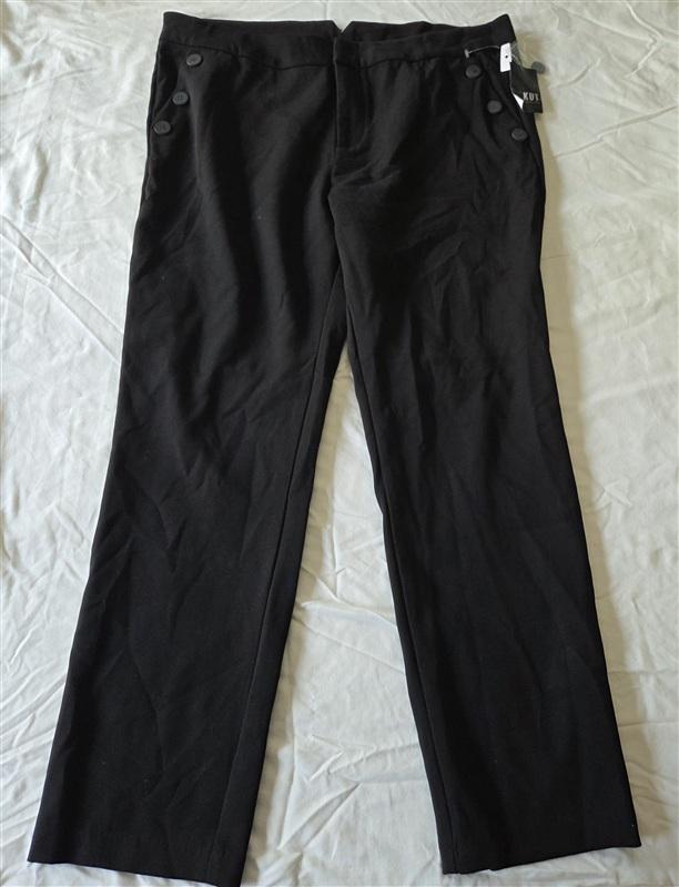 NWT KUT 16 Button Front Side Black Trouser Pants 133256
