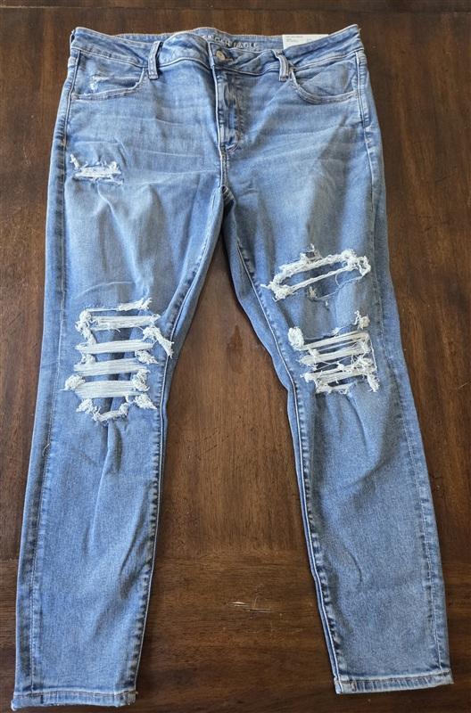 NWT American Eagle 18 Short High Rise Jegging Super Destroy Stretch Jeans 133268