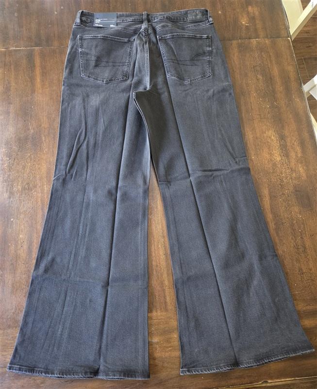 NWT American Eagle 16 Long High Rise Stretch Flare Black Jeans 133271