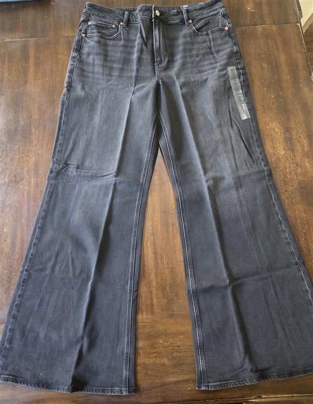 NWT American Eagle 16 Long High Rise Stretch Flare Black Jeans 133271