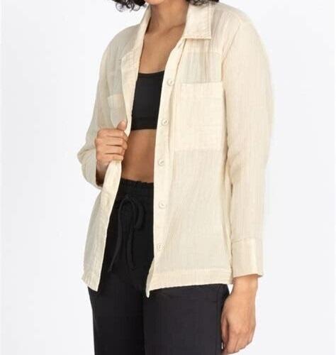 NWT Calme Johnny Was XS Double Pocket Shacket Button Shirt Jacket Ivory 133275