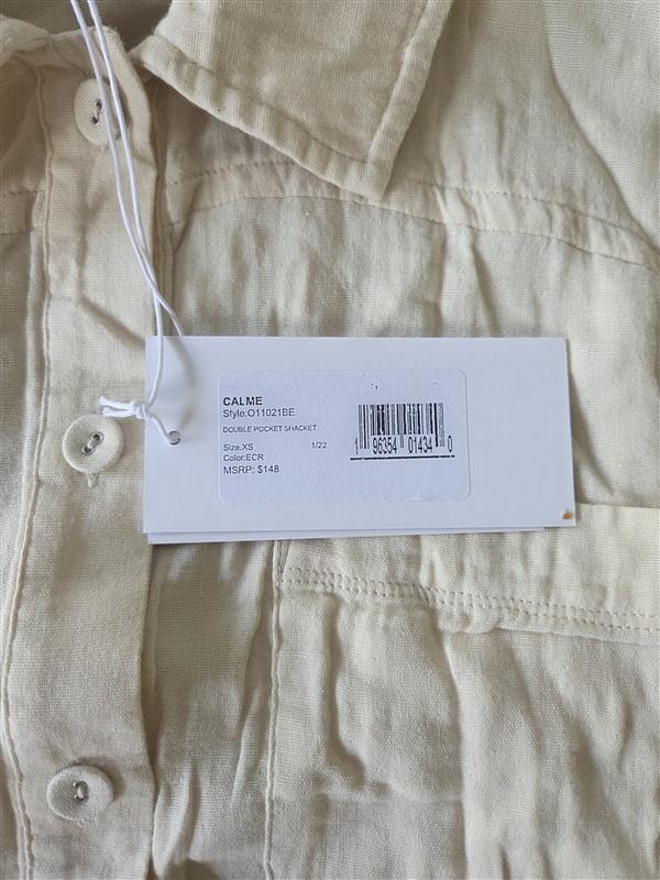 NWT Calme Johnny Was XS Double Pocket Shacket Button Shirt Jacket Ivory 133275