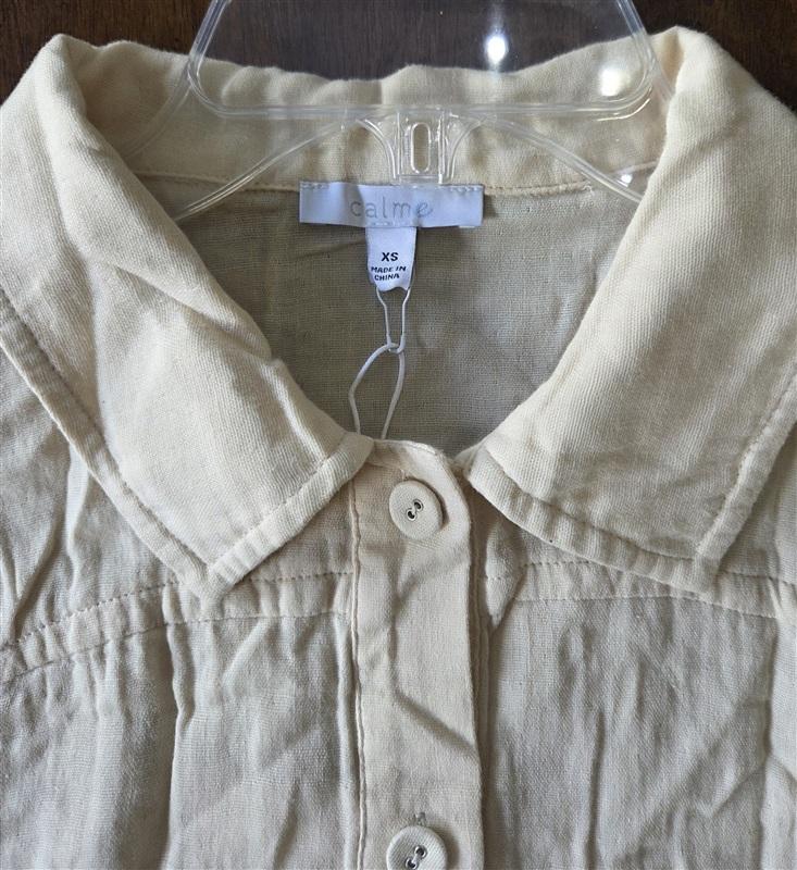 NWT Calme Johnny Was XS Double Pocket Shacket Button Shirt Jacket Ivory 133275