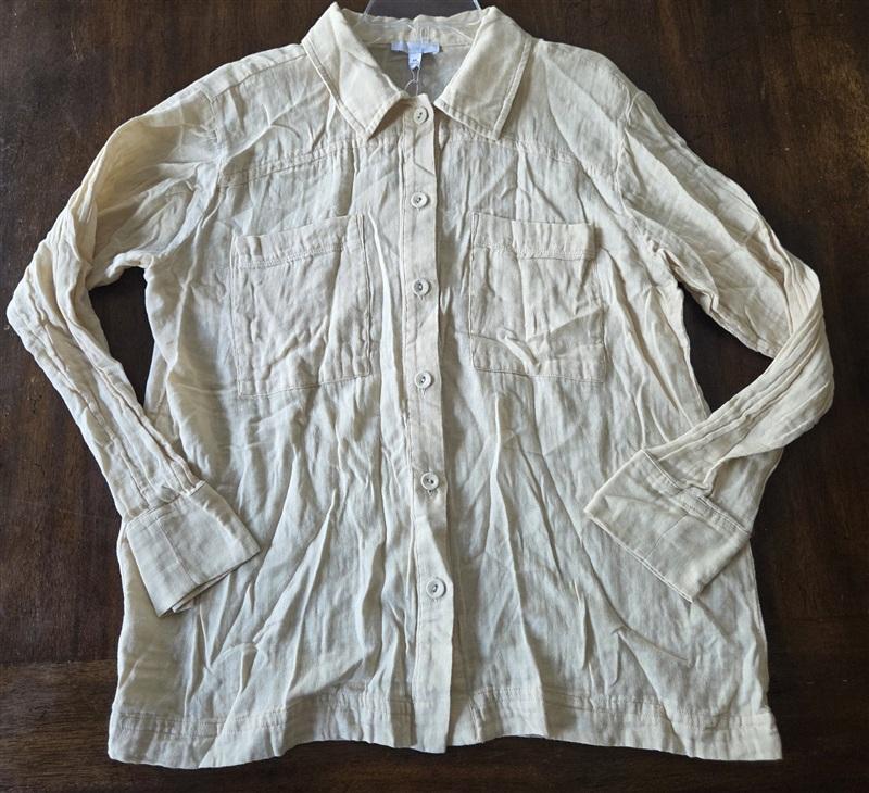 NWT Calme Johnny Was XS Double Pocket Shacket Button Shirt Jacket Ivory 133275