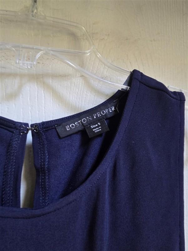 NWOTD Boston Proper S Beyond Travel Tie Waist Jumpsuit Navy Blue 133277