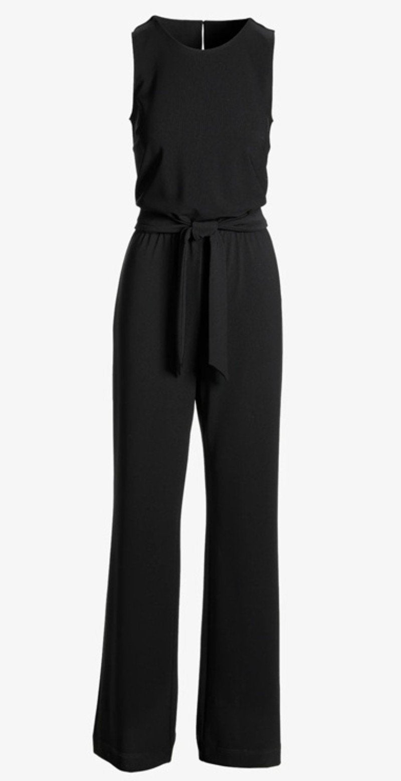 NWOTD Boston Proper S Beyond Travel Tie Waist Jumpsuit Navy Blue 133277