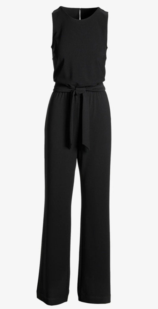 NWOTD Boston Proper S Beyond Travel Tie Waist Jumpsuit Navy Blue 133277