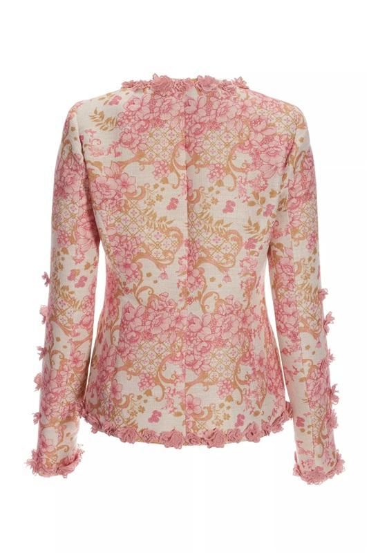 NWOT Boston Proper 14 Pink Floral Sparkle Status Print 3D Floral Jacket 133280