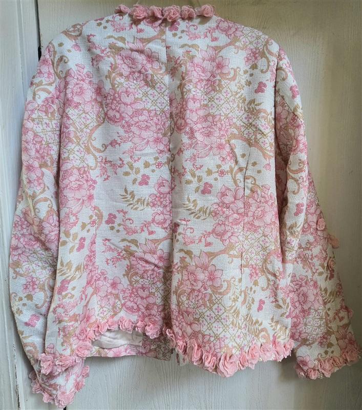 NWOT Boston Proper 14 Pink Floral Sparkle Status Print 3D Floral Jacket 133280