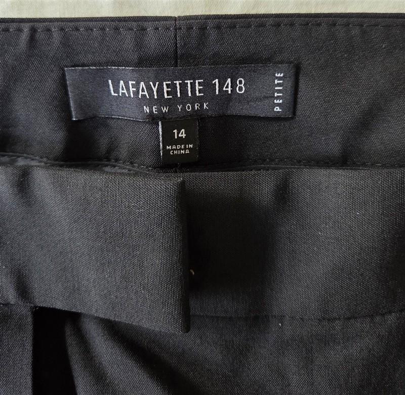 NWTD Lafayette 148 New York 14 Petite Irving Slim-Leg Pants Black 133282