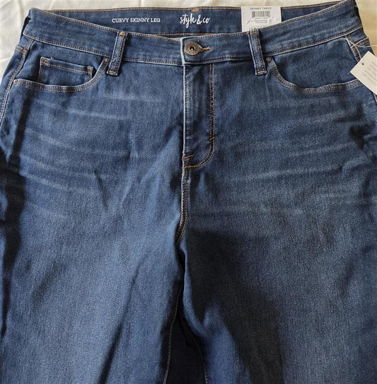 NWTD Style & Co 12s Curvy Skinny Leg Blue Dark Wash Jeans 133284
