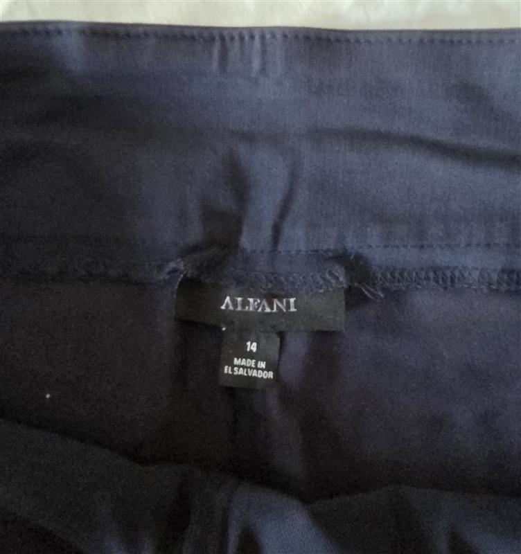 NWOT Alfani 14 Tummy-Control Pull-On Skinny Ankle Pants Blue 133288