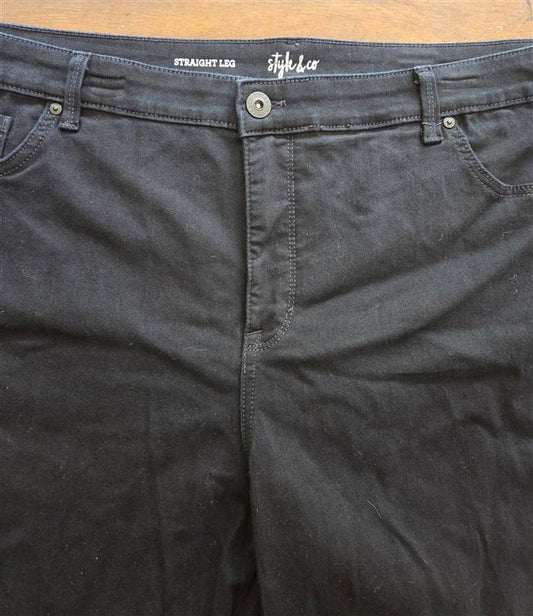 NWT Style & Co 12 Straight Leg Black Wash Jeans 133289